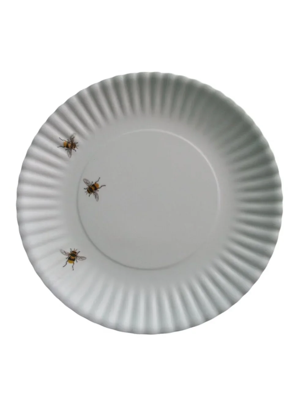 Bee Motif Melamine White Paper Plate Style One Hundred 80 Degrees Fluted Five Ge
